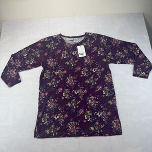 Vintage Capacity Knits Floral Top NWT Womens Small Fits M Purple 3/4 Sleeve